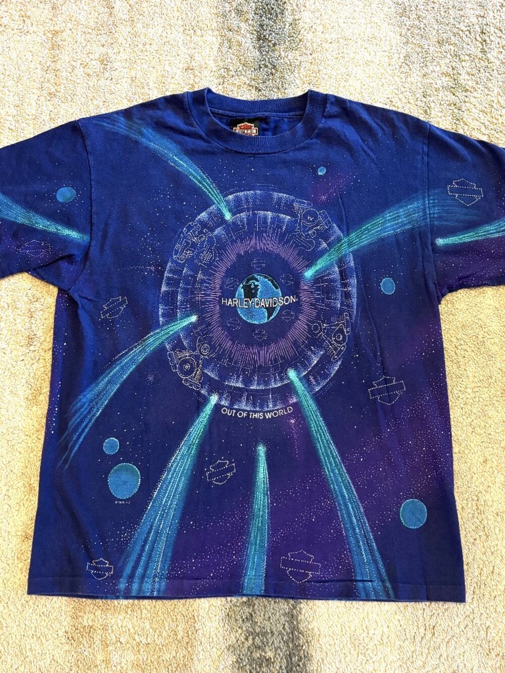 Vintage 1995 Harley Davidson Out Of This World AOP Statesville NC Size Large